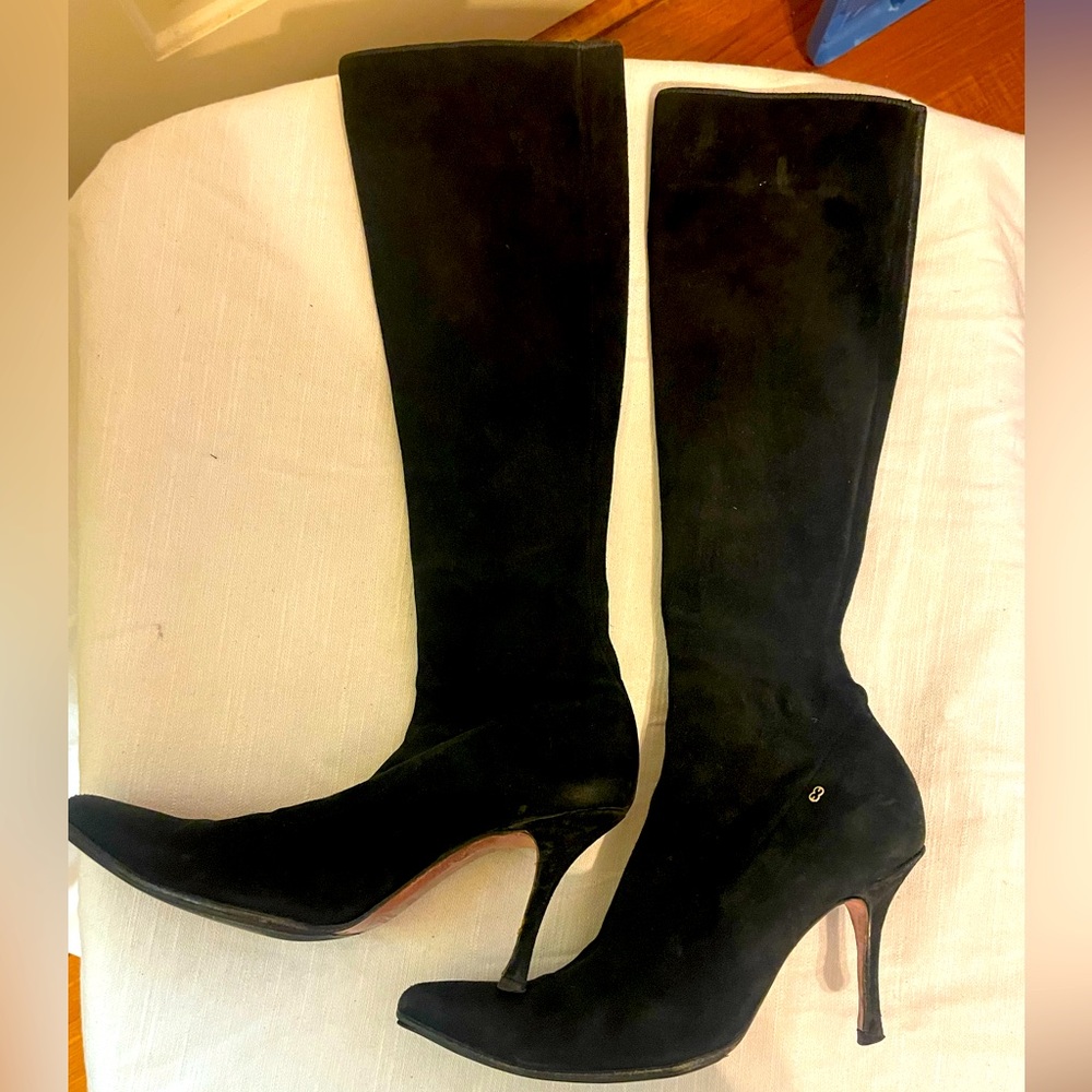 Escada suede tall black boots, Size 8.5